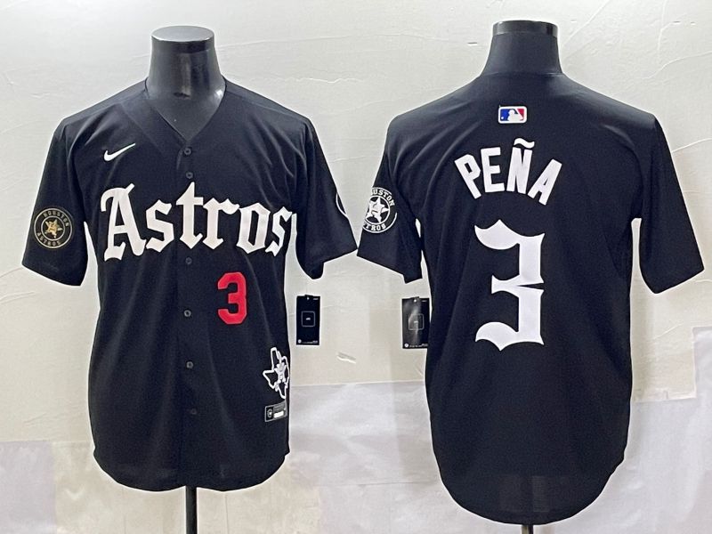 Men 2025 Houston Astros #3 Pena Black Five generations Joint Name Nike MLB Jersey style 5->houston astros->MLB Jersey